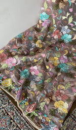 Gala and front placket, fine allover multicoloured zardozi work