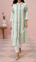White kurti from the front, styled with a white pant