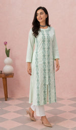 White kurti full length, slight turn