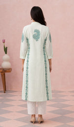 White kurti back view on the model