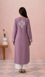 Mauve kurti back view on the model