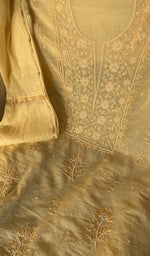 Stitch detail on the lemon yellow mul chanderi kurta