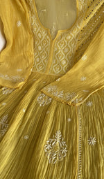 Stitch detail on the mustard yellow mul chanderi kurta