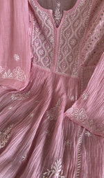 Close view of the baby pink kurta fabric