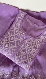 Folded lilac mul chanderi kurta, second view