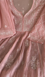 Chikankari worked by hand on mul chanderi