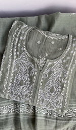 Folded grey mul chanderi kurta, second view