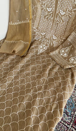Fine front and back jaaldar chikankari anarkali on the beige kurta