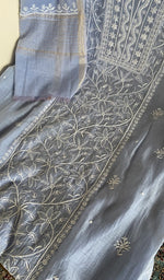 Close look at the fine chikankari on the panel, along with beads