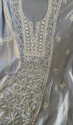 Motifs across the body of the lavender grey kurta