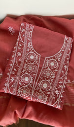 Folded brick red mul chanderi kurta, second view