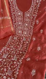 Chikankari worked by hand on mul chanderi