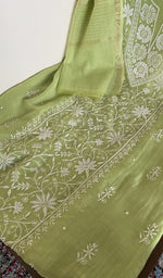 Close look at the fine chikankari on the panel, along with beads