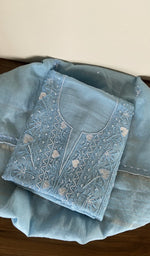 Gala and neckline of the blue kurta