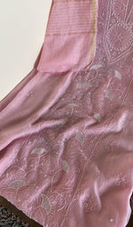 Close look at the fine chikankari on the panel, along with beads