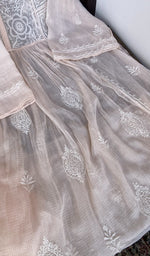 Kurta laid flat with the dupatta, very fine do taar and teen taar chikankari