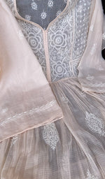 Very fine do taar and teen taar chikankari on the peach pink kurta