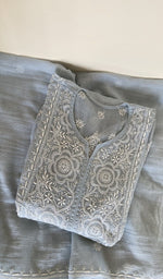 Second folded view of the grey blue kurta piece