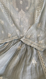 The dupatta spread out, grey blue kota cotton