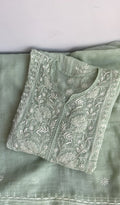 Sehmat — Sage Green Kota Cotton Chikankari 2 Pc Semi-Stitched Suit Set