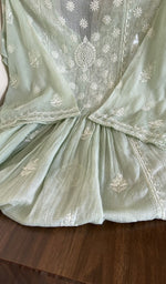 The dupatta spread out, mint green kota cotton