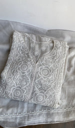 Second folded view of the grey white kurta piece