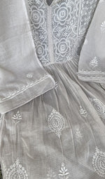 Kurta laid flat with the dupatta, very fine do taar and teen taar chikankari