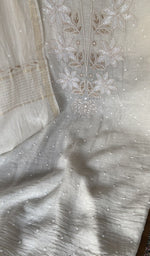 Gala and neckline, handcrafted floral motifs on beads sequins cutdana and zari