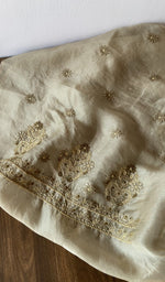 Folded stack, beige pure organza silk
