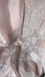 Gala and neckline, extremely fine ek and do taar contrast chikankari