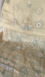 Folded stack, beige pure organza silk