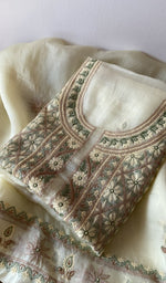 Front panel of the beige kurta piece