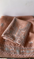 Durra — Peach Pure Organza Silk Chikankari 2 Pc Unstitched Suit Set