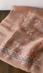Folded stack, peach pure organza silk
