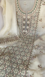 Off white pure organza silk dupatta with scattered motifs