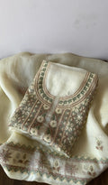 Durra — Off White Pure Organza Silk Chikankari 2 Pc Unstitched Suit Set