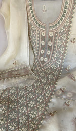 Sleeve work on off white pure organza silk