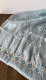 Folded stack, blue pure organza silk
