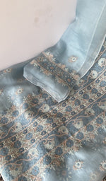 Front panel of the blue kurta piece