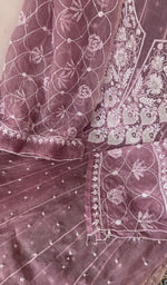 Gala and neckline, fine chikankari on neck and allover beads with jaal dar