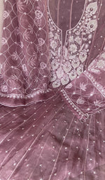 Sleeve work on purple pure organza silk
