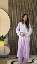 Tahira — Lavender Pure Mul Chanderi Chikankari 2 Pc Stitched Co-Ord Set