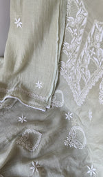 Green pure mul chanderi dupatta with scattered motifs