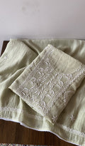 Mahveen — Green Pure Mul Chanderi Chikankari 2 Pc Unstitched Suit Set