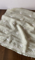 Folded stack, green pure mul chanderi