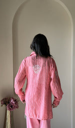 Coral Pink co-ord set on the model, second look