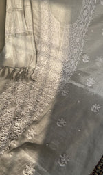 White tissue chanderi laid out flat