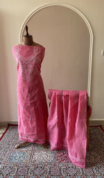 Rose pink cotton set on the mannequin with its dupatta