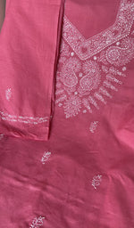 Stitch detail on the rose pink cotton kurta