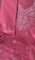 Close view of the rose pink kurta fabric